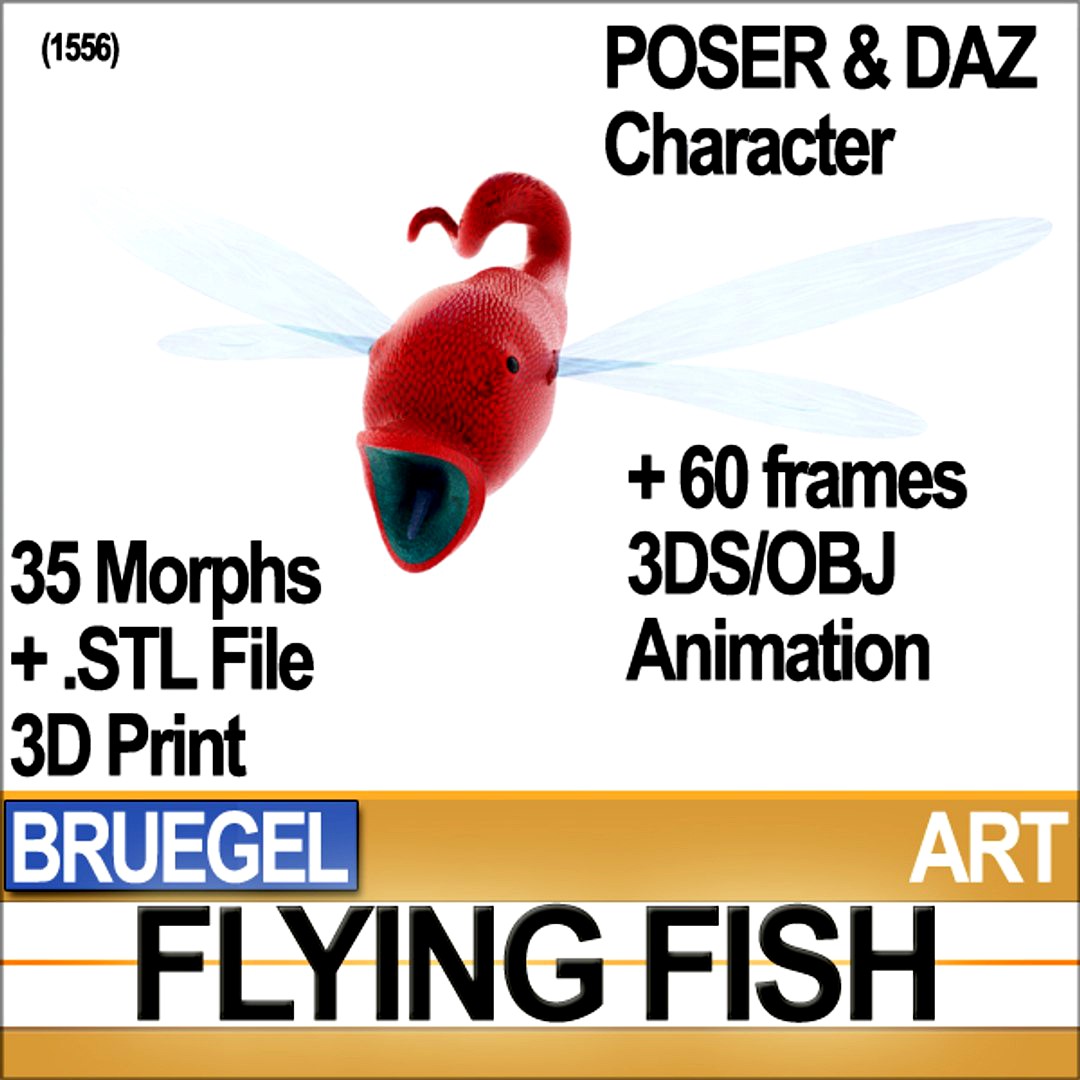 Bruegel Flying Fish Creature Poser Daz Animation Stl