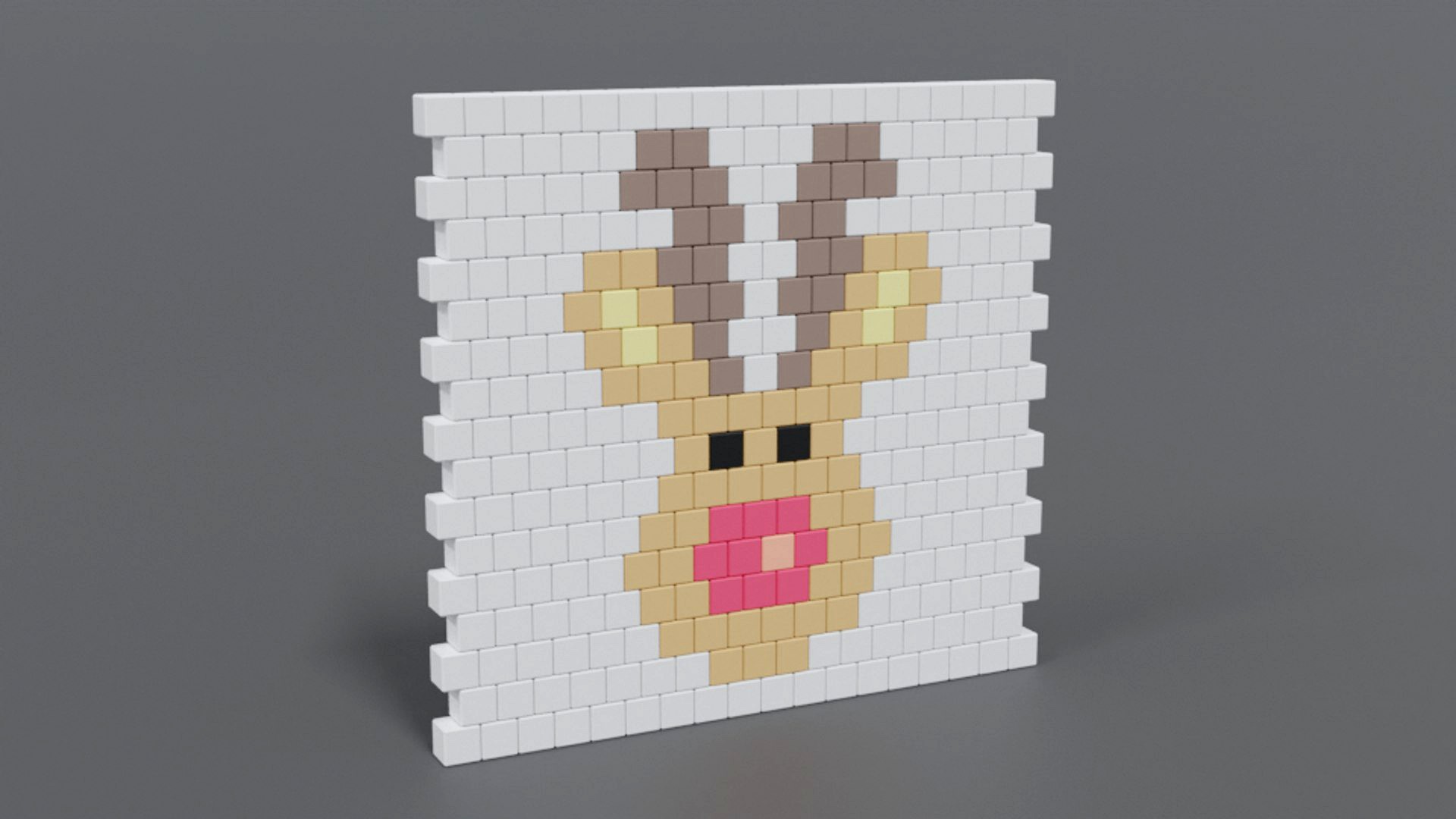 Low Poly Cartoon Rudolph Brick Wal