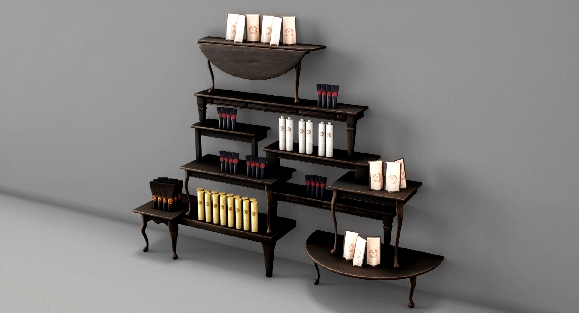 Shop shelving for perfumery