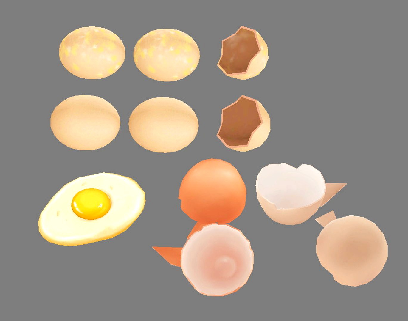 A pile of eggs - fried egg - yolk - eggshells - broken eggs