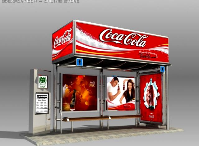 Bus Stop Shelter Coke Brand 3D Model