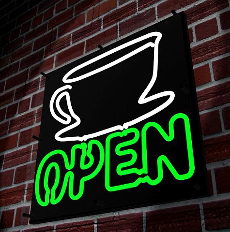 Neon Coffee Shop Sign 3D Model