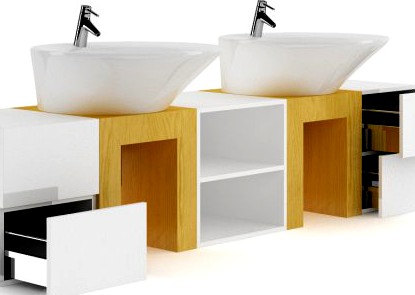 Double Bathroom Sink 3D Model