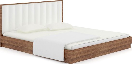 Wooden Bed with White Pillows 3D Model