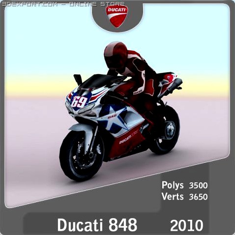 2010 Ducati 848 3D Model