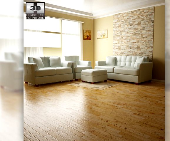Ashley Zia  Spa Living Room Set 3D Model