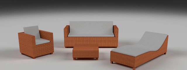 Low Poly Wicker Furniture Pack 2 3D Model