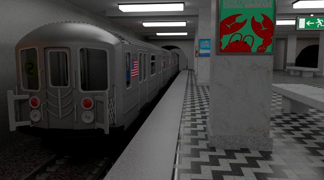 Subway Station with Train included 3D Model