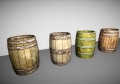 Low poyl wooden barrels 3D Model