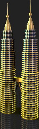 Malaysia Kuala Lumpur Petronas Towers 3D Model