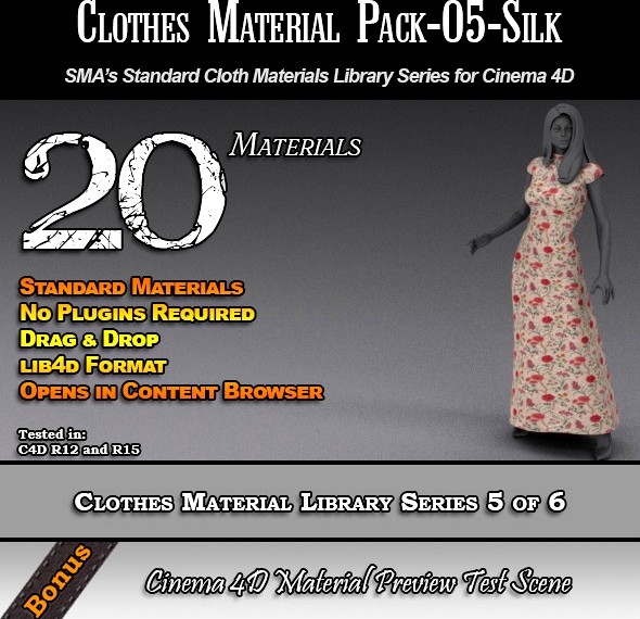Standard Clothes Material Pack-05-Silk for C4D
