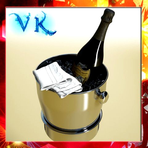 Champagne Set 3  Bottle Flute and Ice Bucket 3D Model