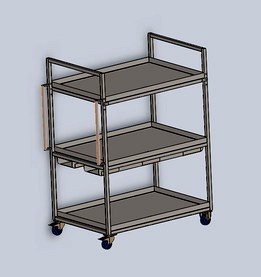 Warehouse trolley with shelves