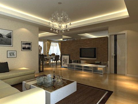 Photorealistic Living  Dining Room 0053 3D Model