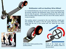 Kick and Go Scooter with Auxiliary Drive Wheel
