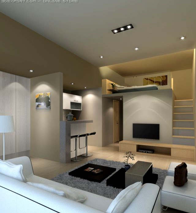 Living Room height 360cm 3D Model