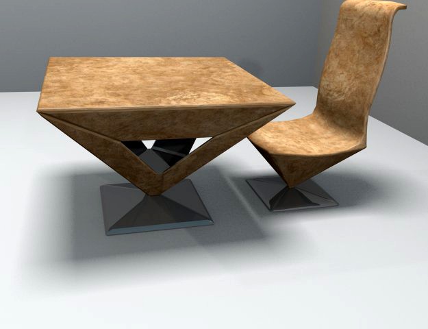 Pyramid Table And Chair 3D Model