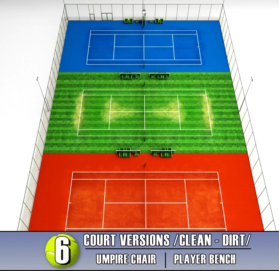 Multi tennis court stadium arena pack3d model