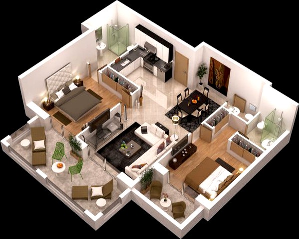 3d floor plan detailled3d model