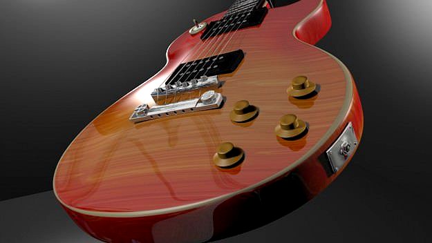 Gibson Les Paul Guitar 3D Model obj