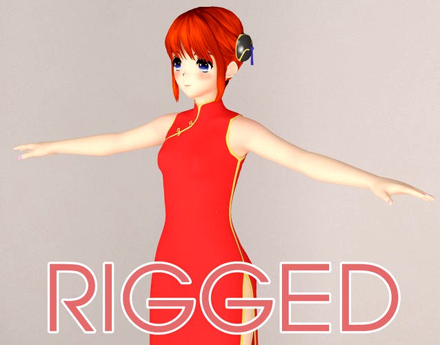 T Pose Rigged Model Of Kagura Anime Girl D