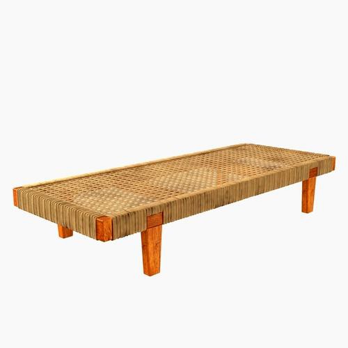 Mexican Wood and Cane Bench or Daybed