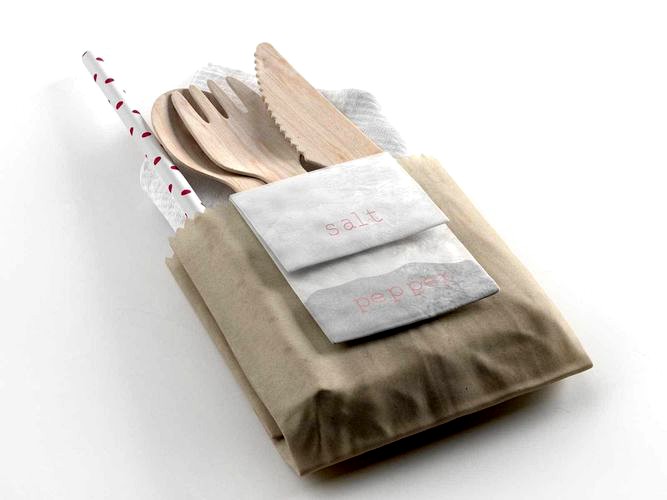 Napkin Pockets with Wooden Cutlery