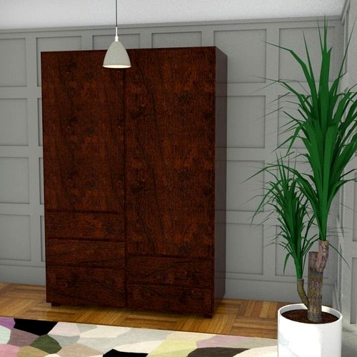 walnut wardrobe h200 w135 d60 cm