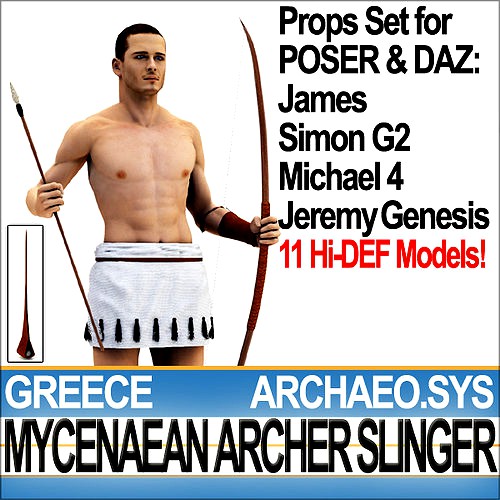 Greek Mycenaean Archer Slinger Props Poser Daz
