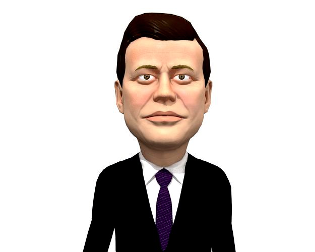 JFK caricature low poly rigged pbr