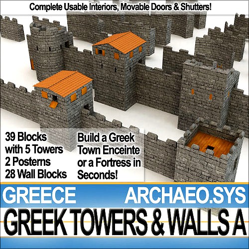Ancient Greek City Walls Towers A
