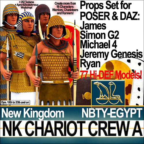 Ancient Egyptian War Chariot Crew NK Props Poser Daz A