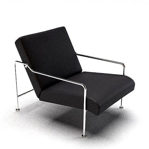 Modern Black Chair With Metal Arms And Legs