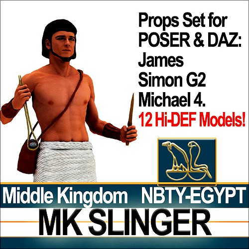 Ancient Egypt Soldier Props Slinger Poser Daz