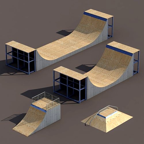 4 Skate park element Low Poly