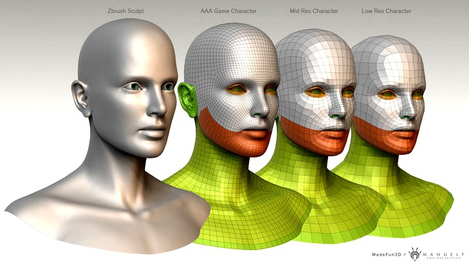 3D Character Bust BaseMesh Pack for games