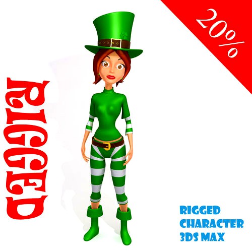 Leprechaun girl Cartoon Rigged