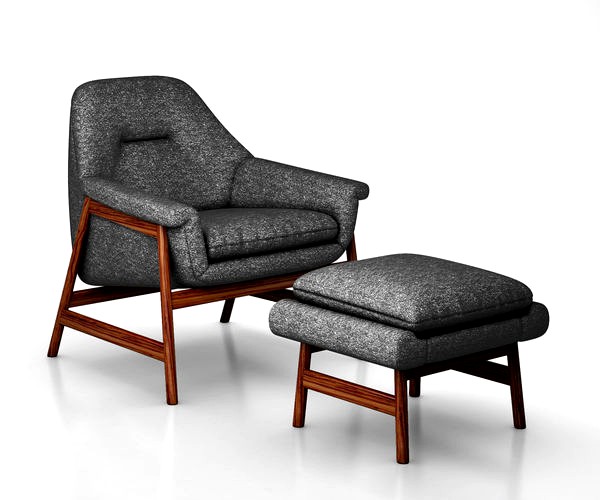 Theo Show Wood Chair and Ottoman by West Elm