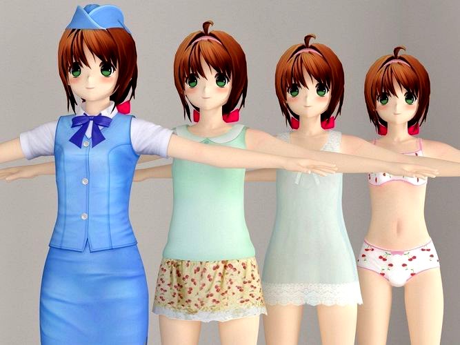 T pose nonriged model of Karin anime girl