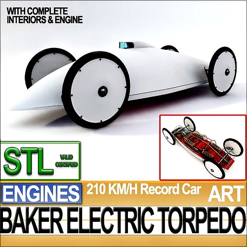 Record Car Baker Electric Torpedo 1902 STL Printable | 3D