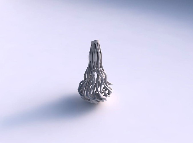 Vase flared with twisted branches long top | 3D