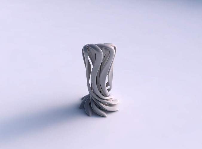 Vase double twisted large with wide collapsed top and squeezed mid section eccentric | 3D