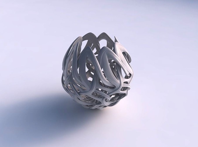 Bowl flared with interlacing lattice and extruded lines long neck | 3D