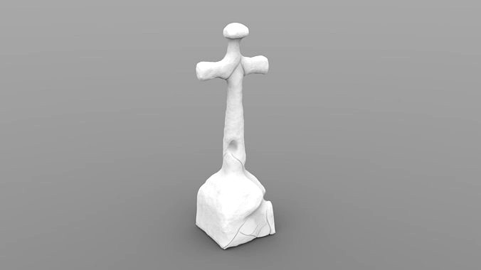 Weathered Cross Headstone | 3D