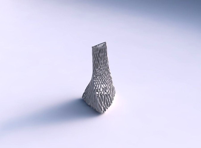 Vase twist grounded tilted triangle with twisted lattice tiles | 3D