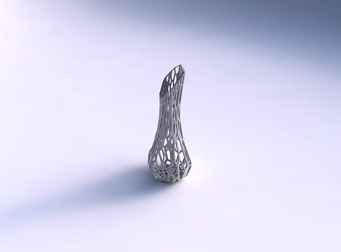 Vase top bent hexagon 2 with faceted organic lattice | 3D
