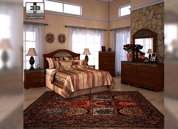 Ashley Fairbrooks Estate Panel Bedroom Set 3D Model