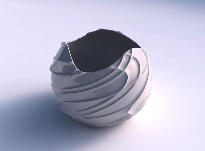 Bowl Spheric wavy sparse extruded lines | 3D