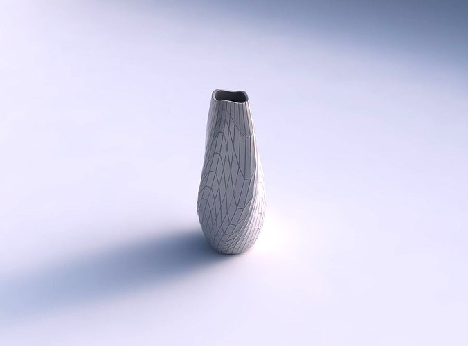 Narrow top vase helix with wavy grid plates | 3D