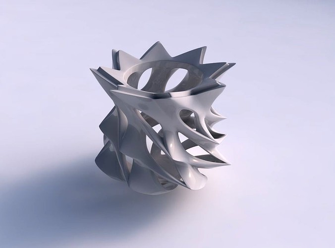 Vase rose spikes flared with smooth cuts wide middle | 3D